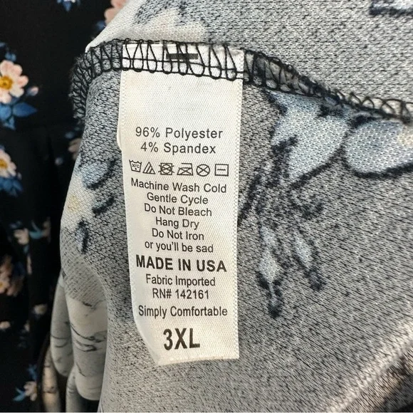 LulaRoe Black Floral Fit and Flare Short Sleeve Dress Size 3XL - Picture 6 of 11